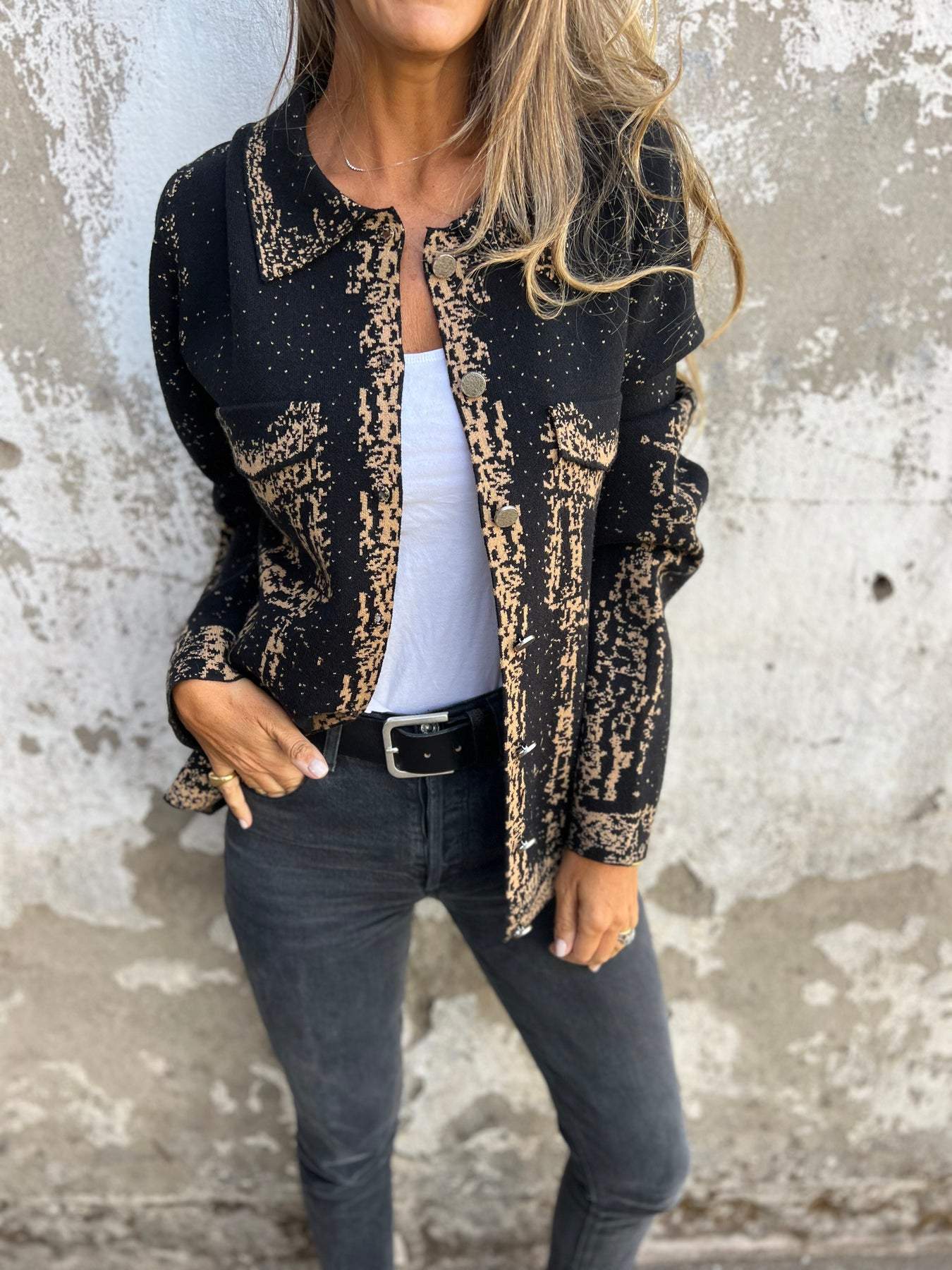 Veste en maille à manches longues avec revers