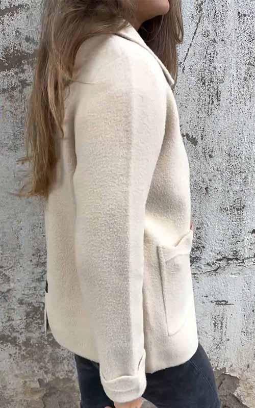 Veste zippée unie à revers pour femmes