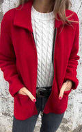 Veste zippée unie à revers pour femmes