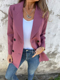 Veste tailleur décontractée à manches longues et col à revers pour femme