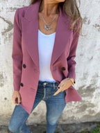 Veste tailleur décontractée à manches longues et col à revers pour femme