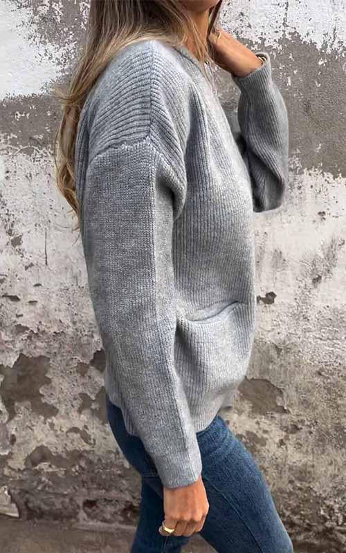 Veste en tricot zippée à col rond pour femme