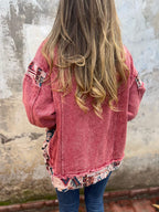 Veste décontractée en jean patchwork pour femme