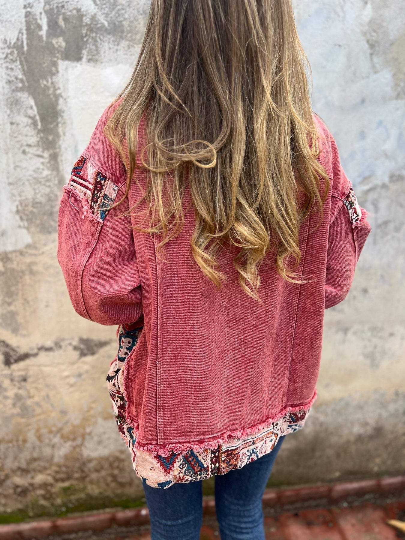 Veste décontractée en jean patchwork pour femme