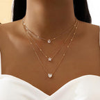 Collier Vintage Goutte Cœur Étoile à Cinq Branches Multicouche
