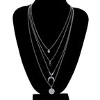 Collana da donna con ciondolo multistrato in stile Boho con luna, color oro e argento