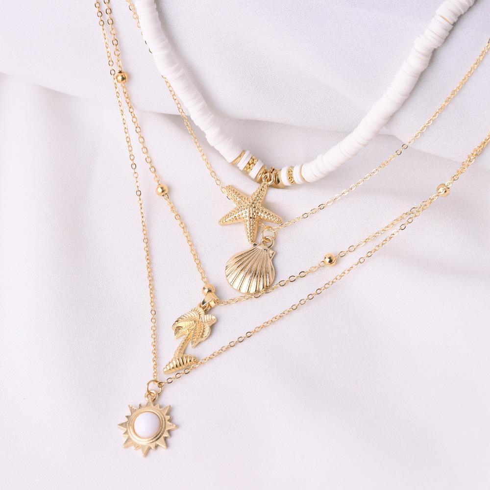Ensemble de colliers étoiles de mer et coquillages vintages en argile molle