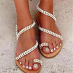 Sandales de plage bohèmes en strass
