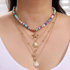 Ensemble de colliers étoiles de mer et coquillages vintages en argile molle