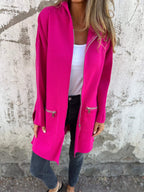 Giacca casual a maniche lunghe con cerniera e collo tondo