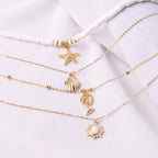 Ensemble de colliers étoiles de mer et coquillages vintages en argile molle