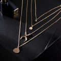 Collana da donna con ciondolo multistrato in stile Boho con luna, color oro e argento